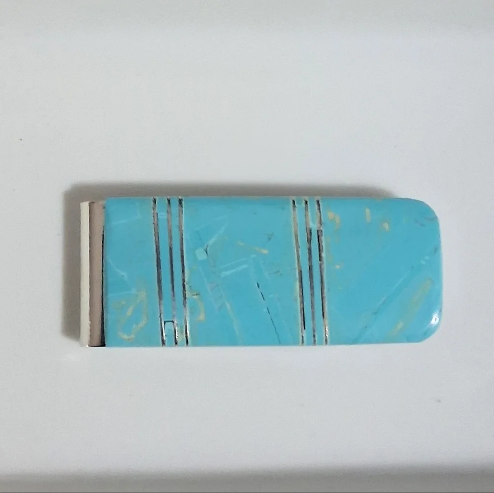 TURQUOISE MONEY CLIP STAINLESS STEEL